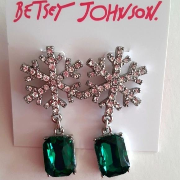 Betsey Johnson snowflake green gem - Picture 1 of 2